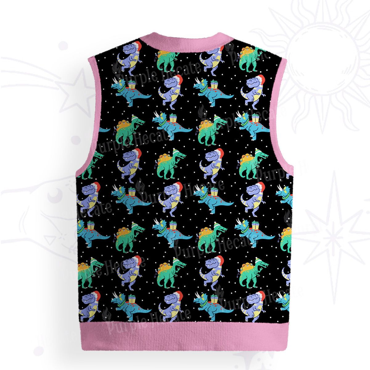 Purplehecate Funny Christmas Dinosaurs Ugly Sweater Vest