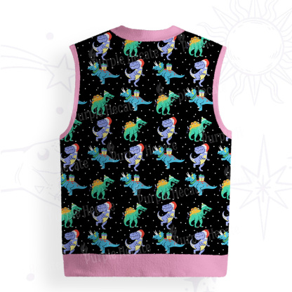 Purplehecate Funny Christmas Dinosaurs Ugly Sweater Vest