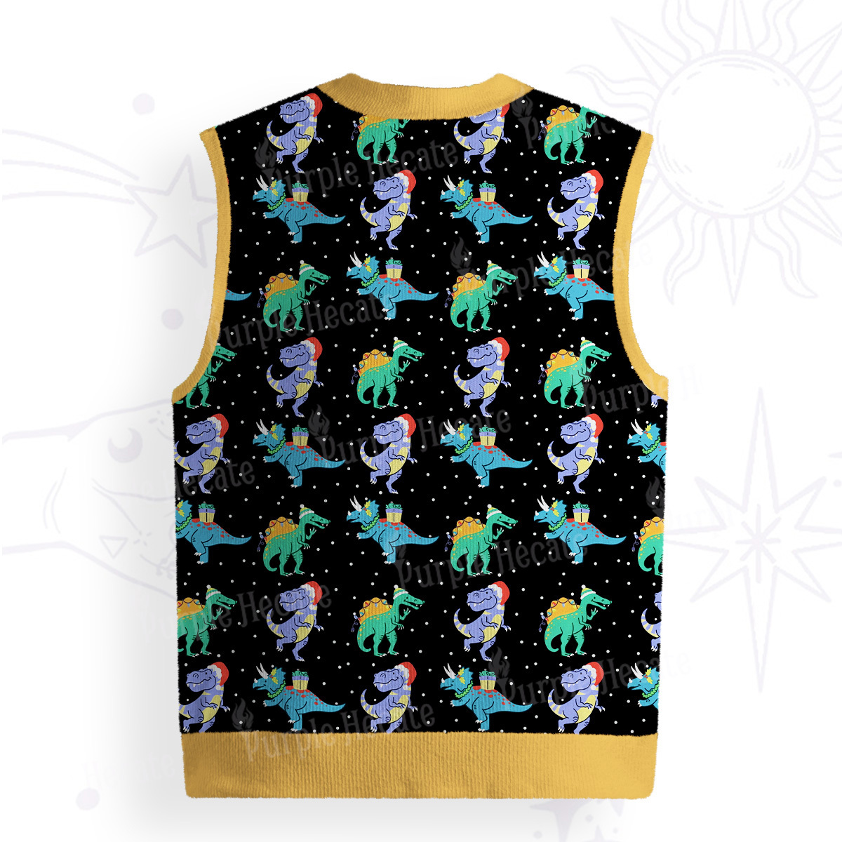 Purplehecate Funny Christmas Dinosaurs Ugly Sweater Vest