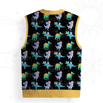 Purplehecate Funny Christmas Dinosaurs Ugly Sweater Vest