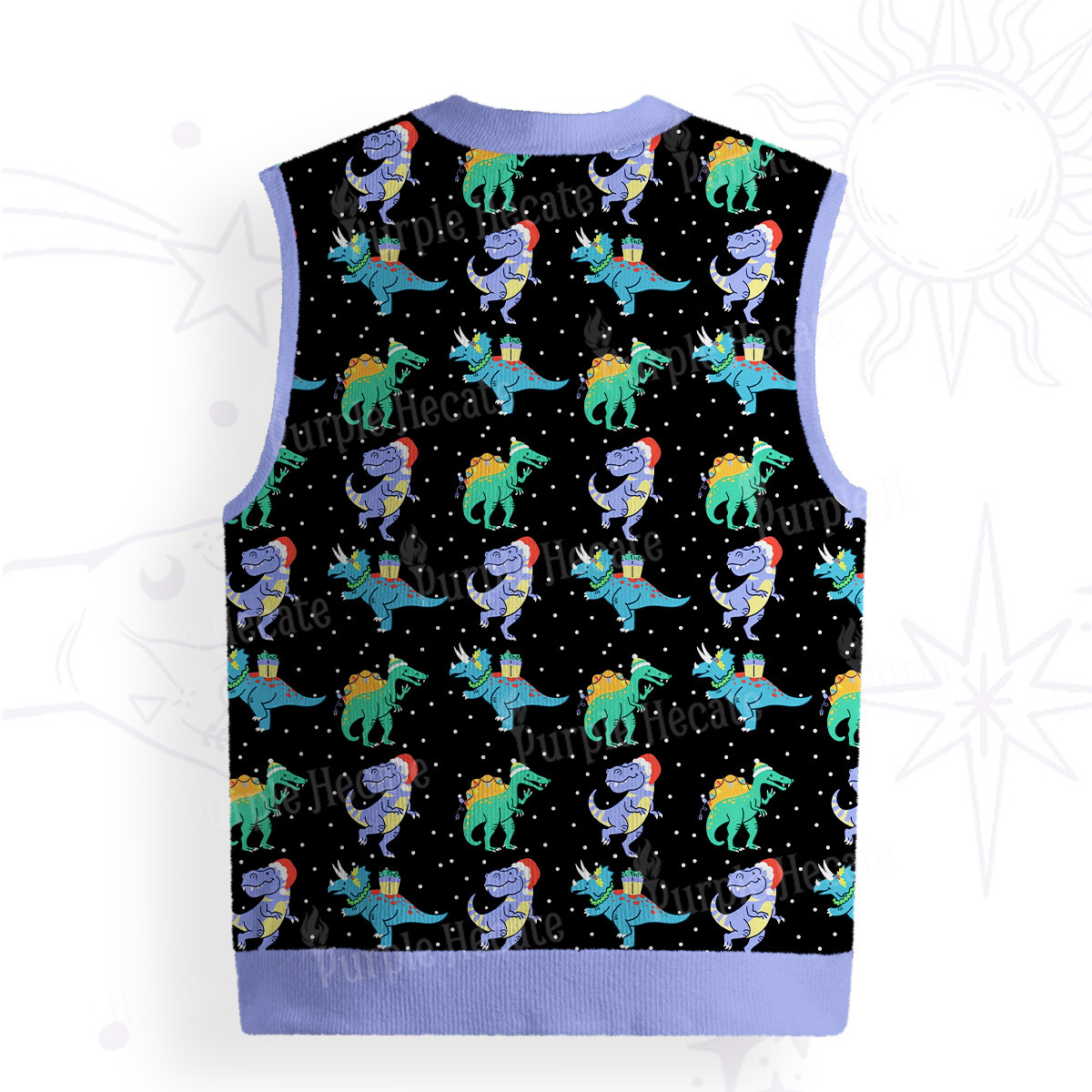 Purplehecate Funny Christmas Dinosaurs Ugly Sweater Vest