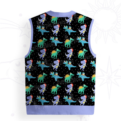 Purplehecate Funny Christmas Dinosaurs Ugly Sweater Vest