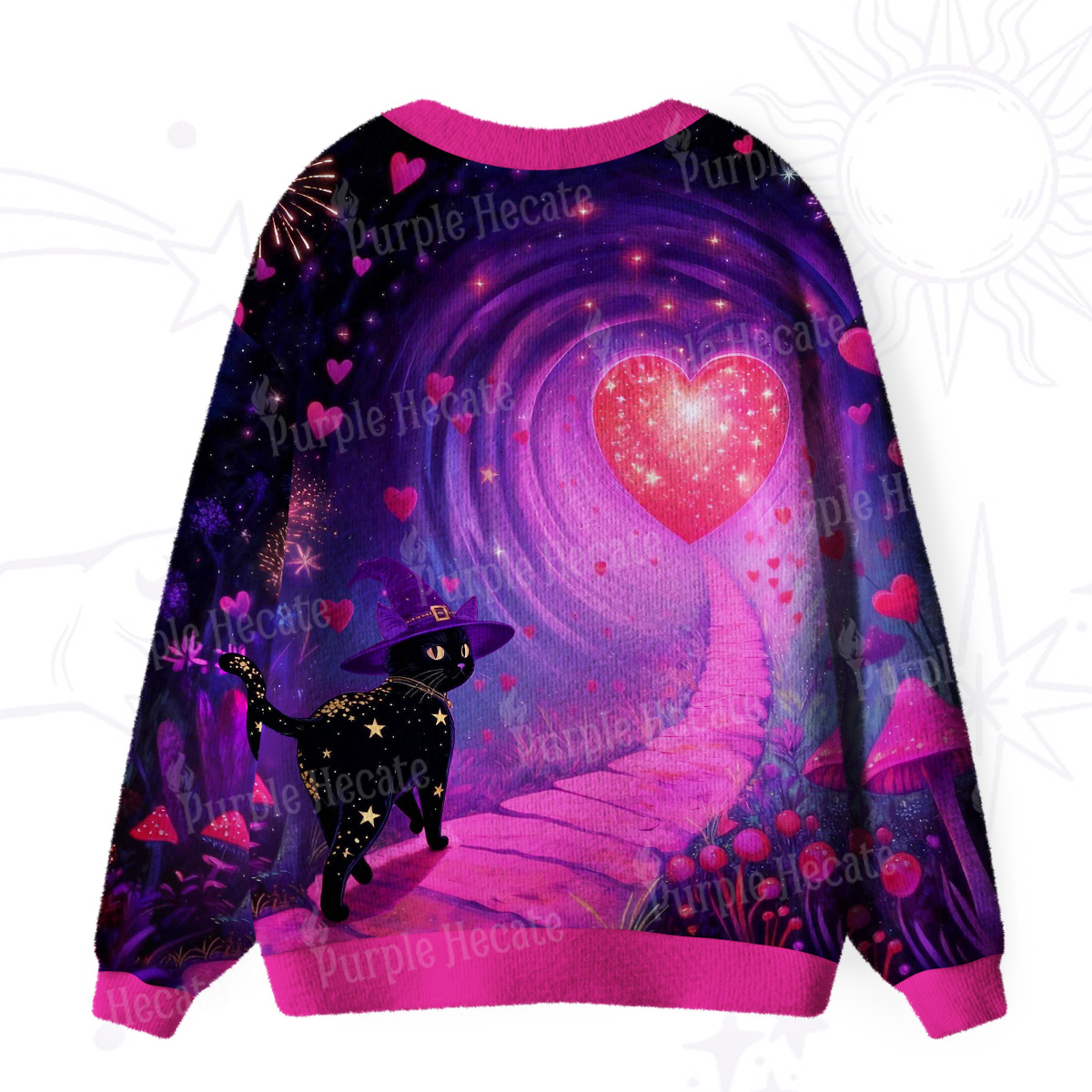 Purplehecate Starry Witch Cat and Love Ugly Cardigan Sweaters