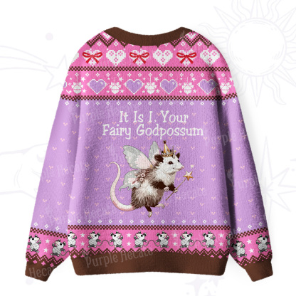 Purplehecate It Is I Your Fairy Godpossum Ugly Cardigan Sweaters