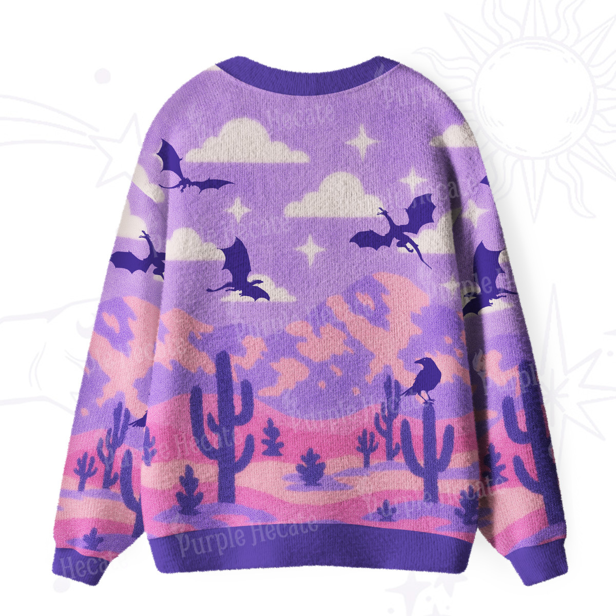 Purplehecate Mystic Desert Dragons Ugly Cardigan Sweaters