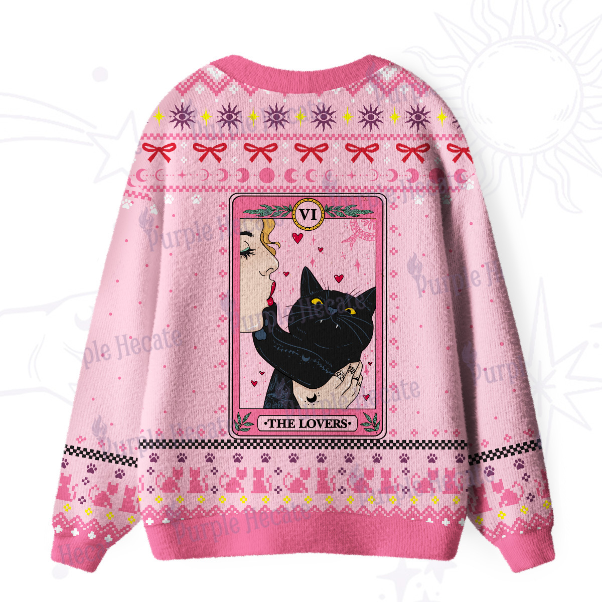 Purplehecate The Lovers Cat  Ugly Cardigan Sweaters