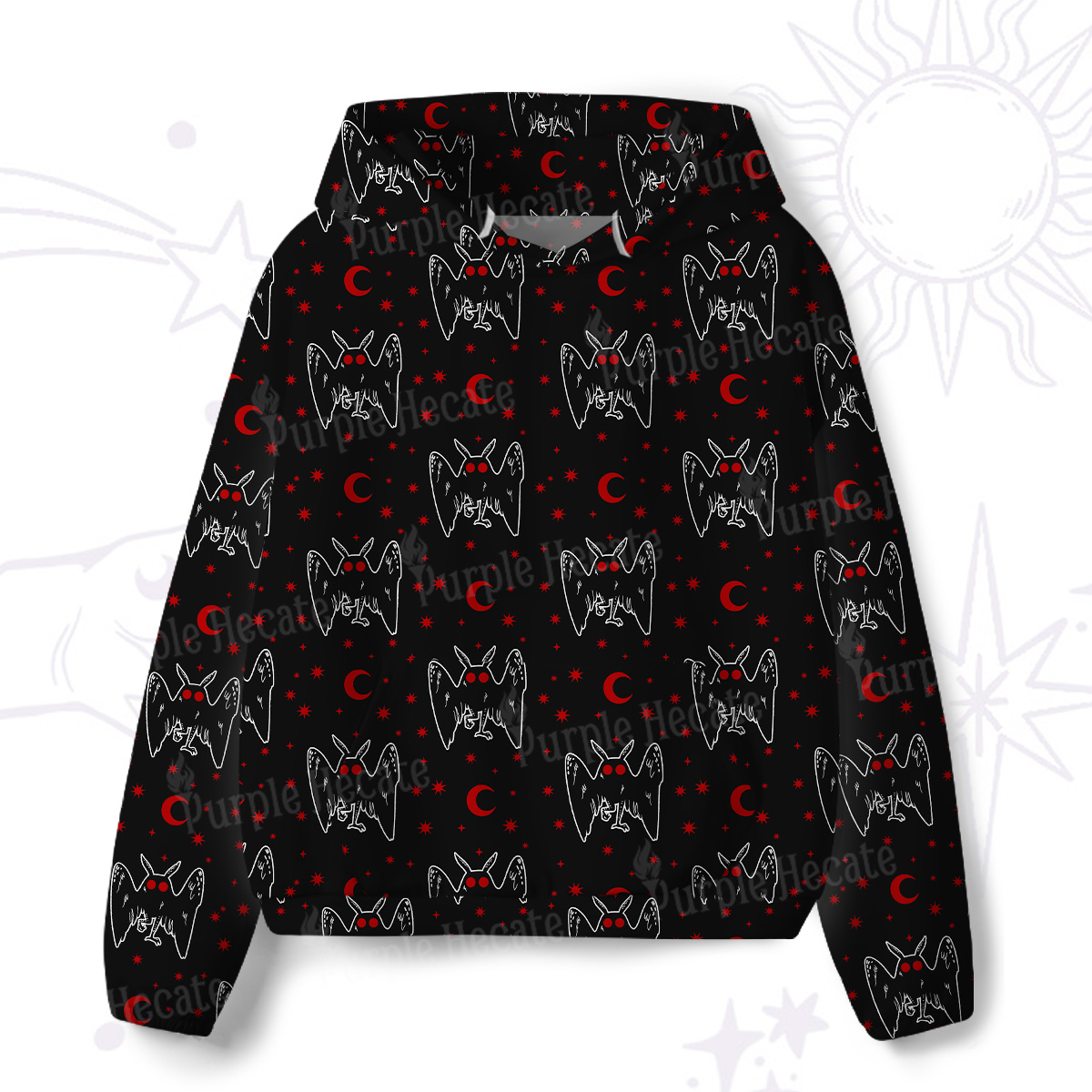 Purplehecate Witchy Mothman Night All-Over Print Hoodie