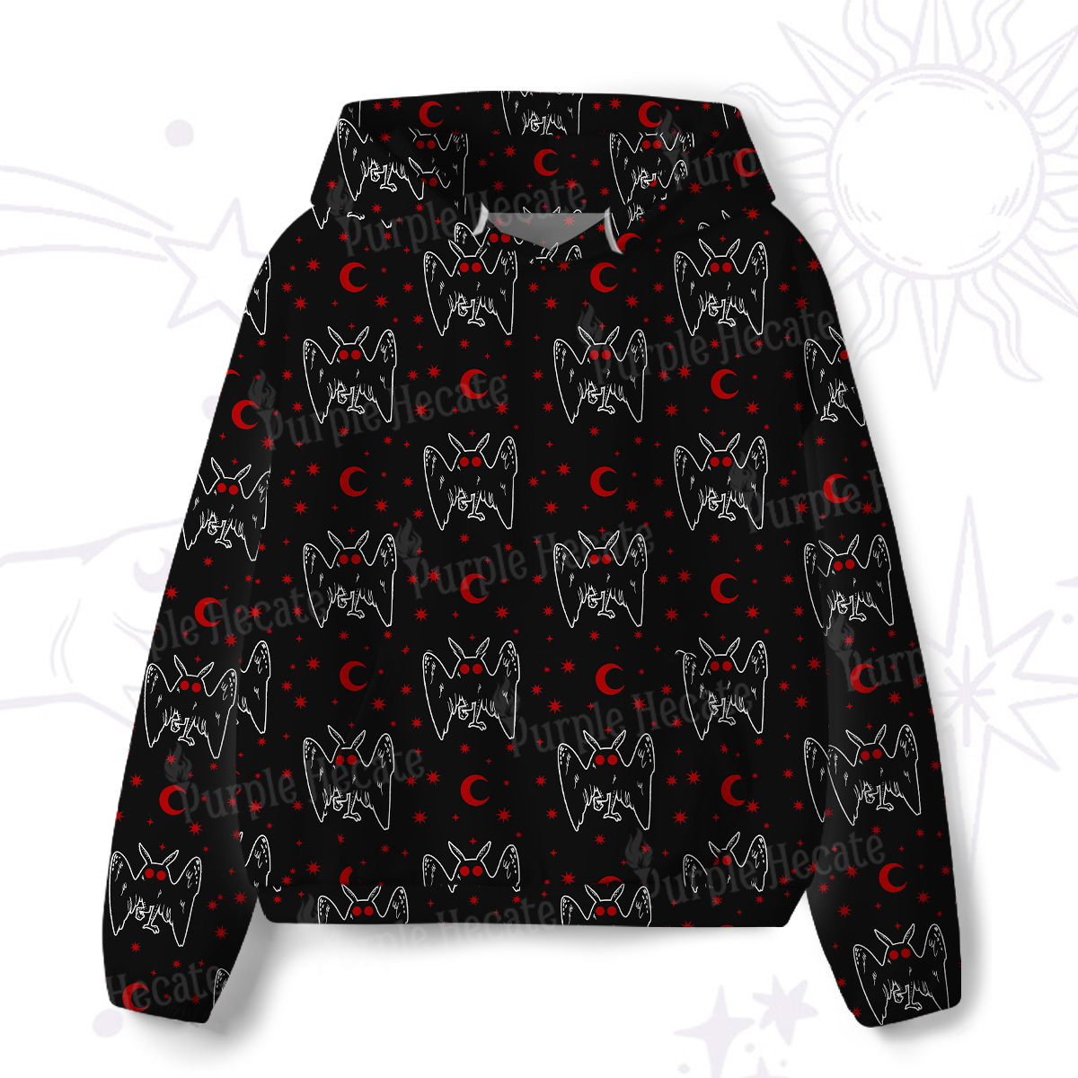 Purplehecate Witchy Mothman Night All-Over Print Hoodie