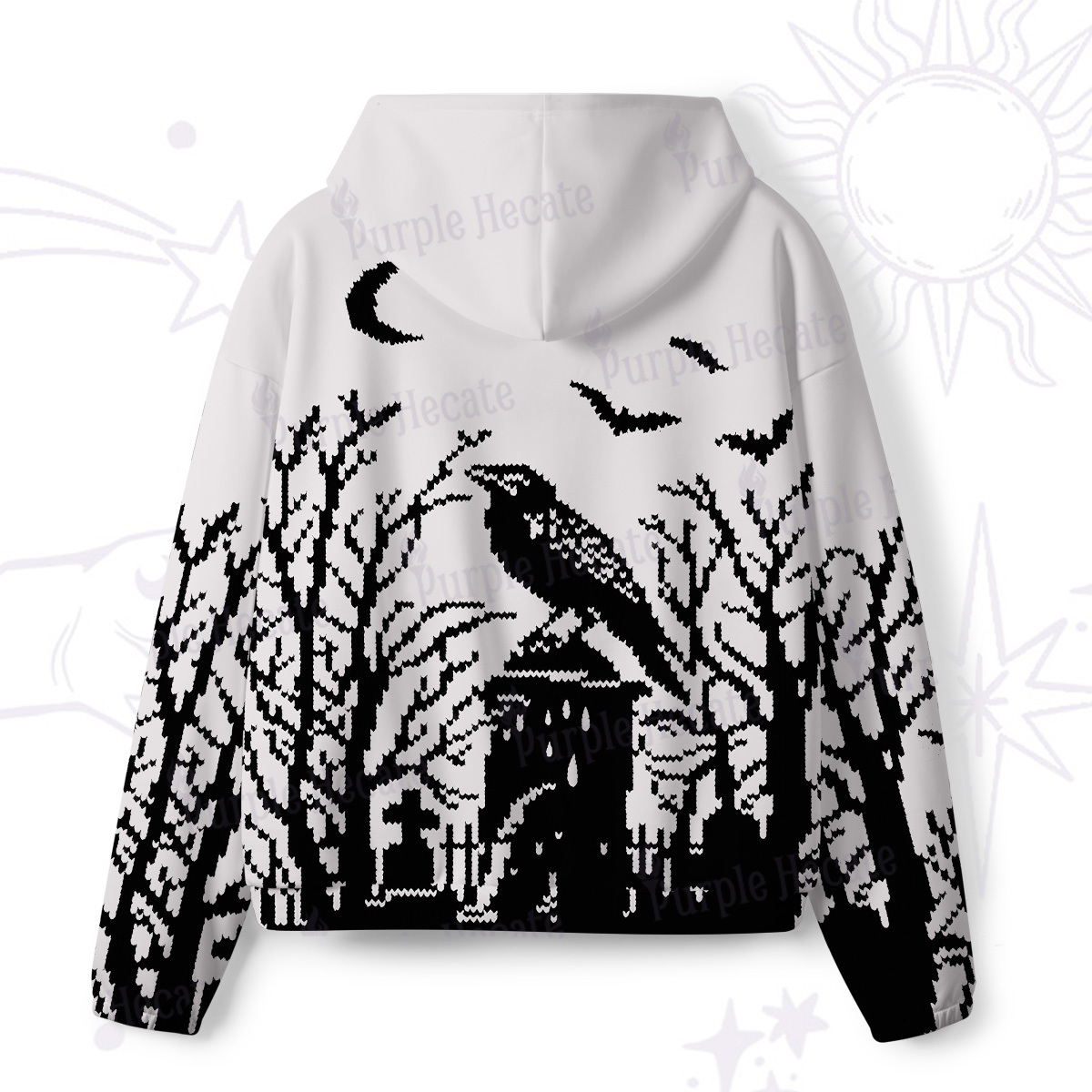 Purplehecate Ravens Over the Spooky Graveyard All-Over Print Hoodie