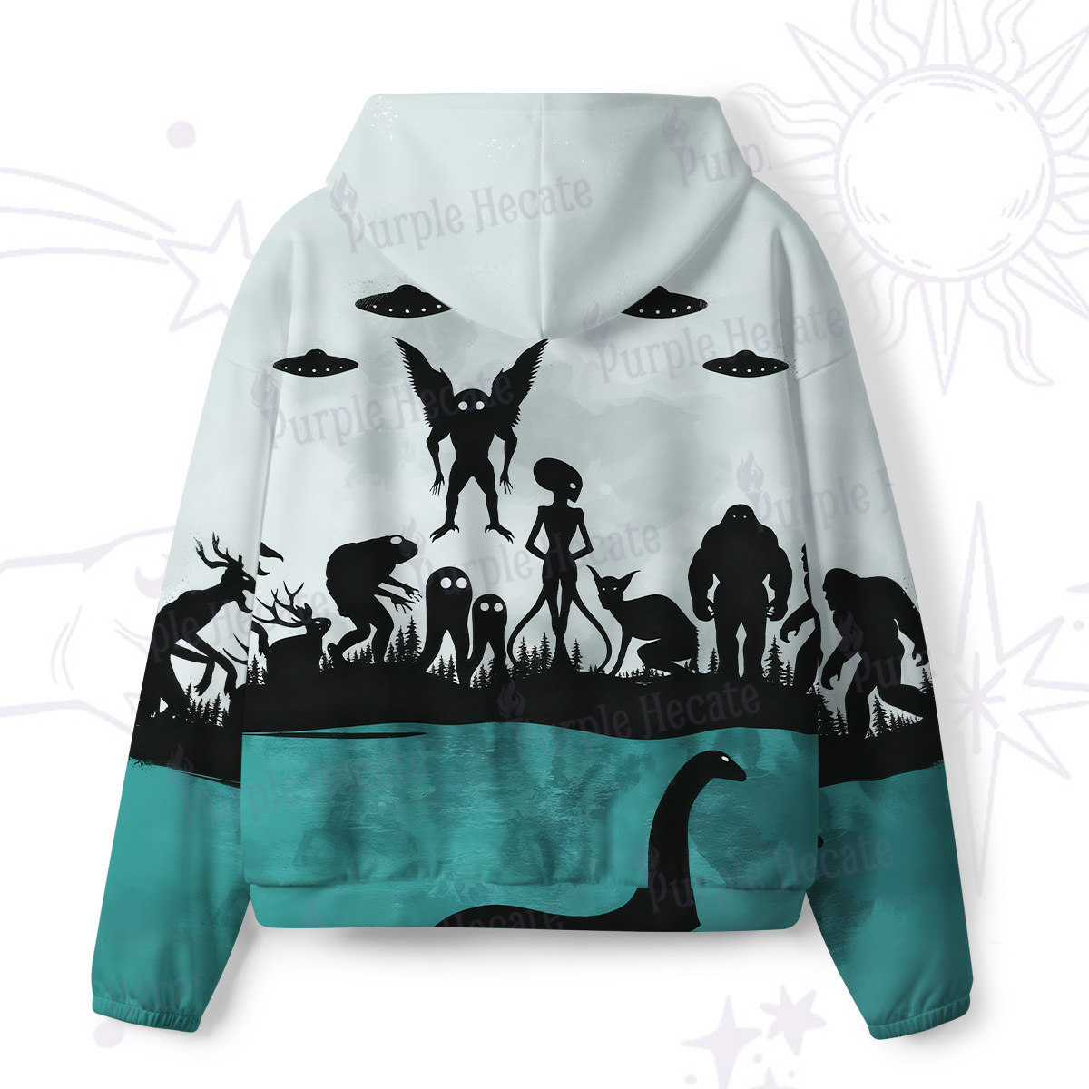 Purplehecate Alien Lake Monster Encounter All-Over Print Hoodie