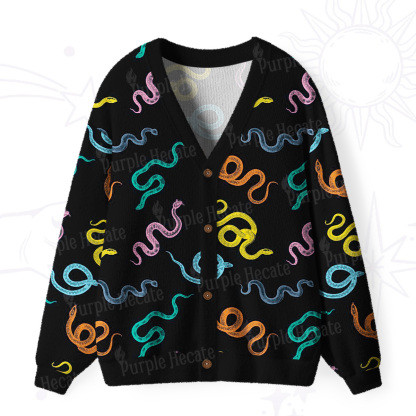 Purplehecate Colorful Trippy Snake Ugly Cardigan Sweaters