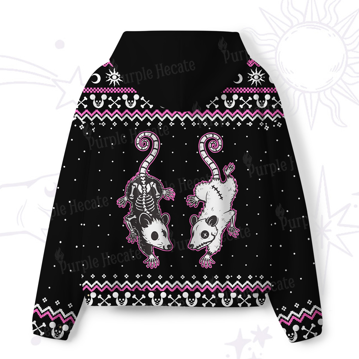 Purplehecate Moonlit Skeleton Rats All-Over Print Hoodie