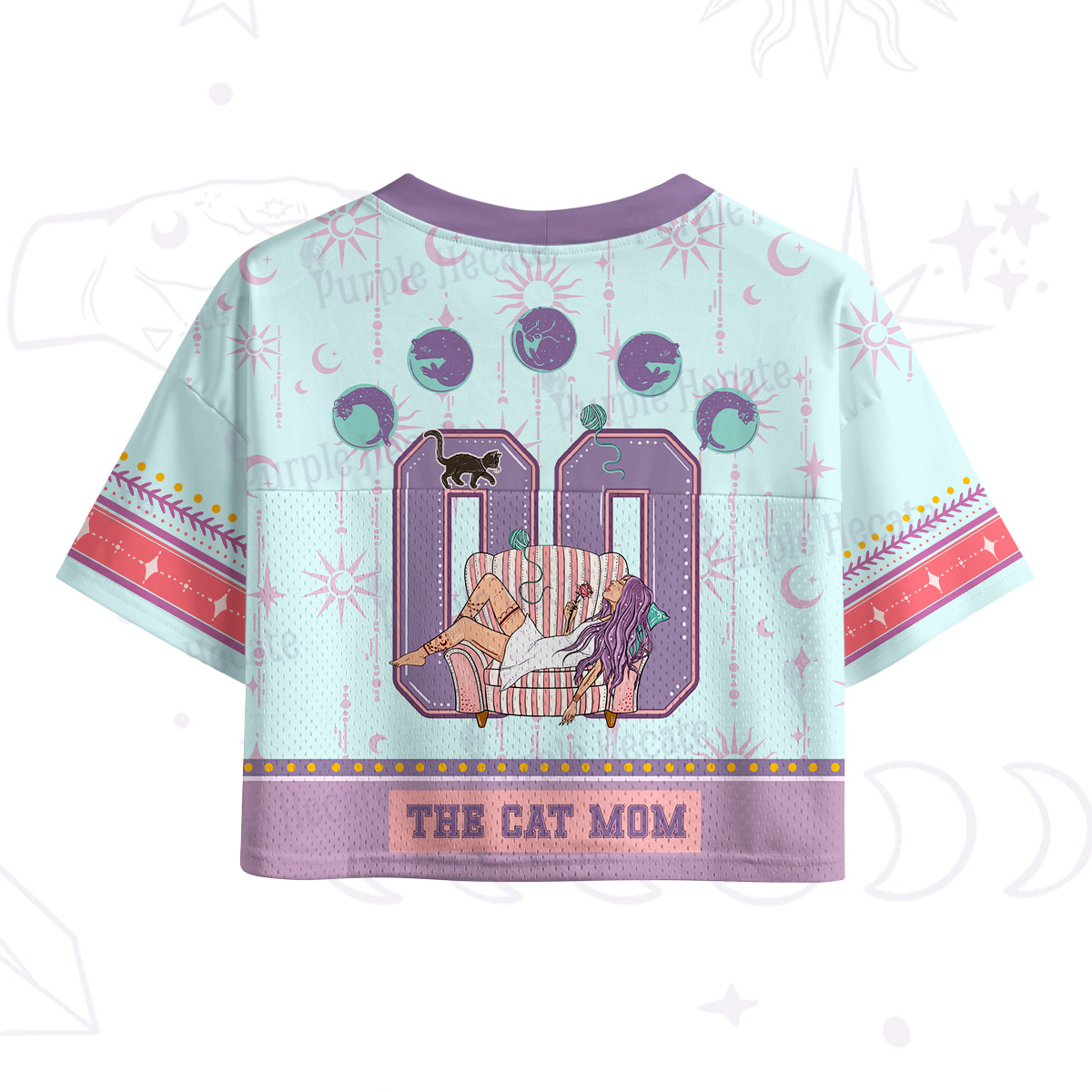 Purplehecate The Cat Mom Crop Sports Jersey