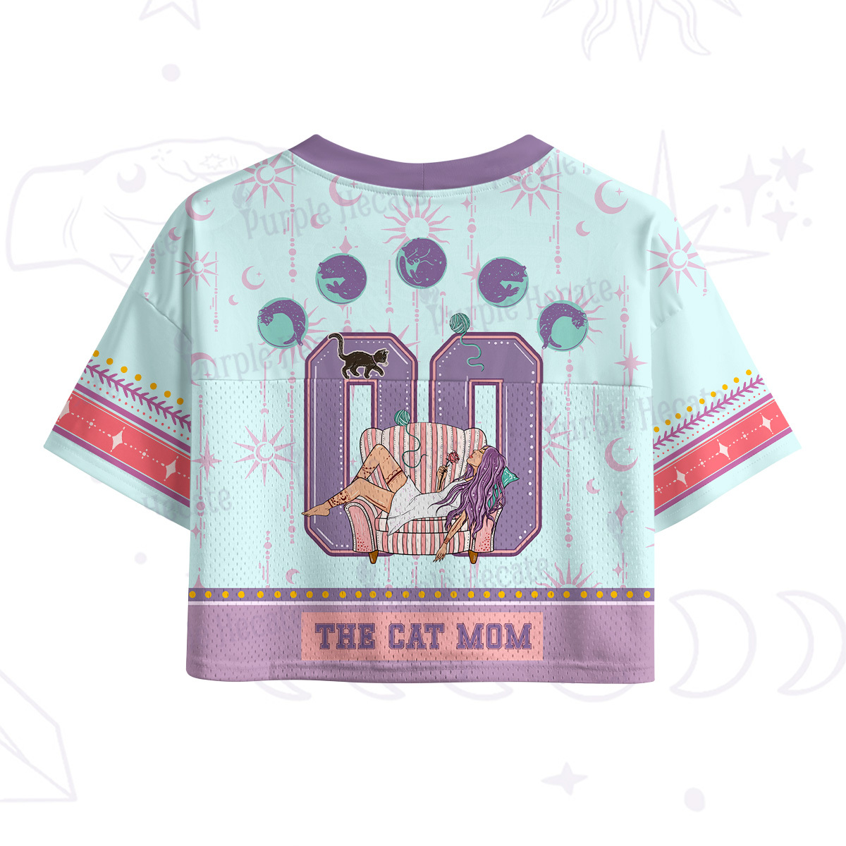 Purplehecate The Cat Mom Crop Sports Jersey