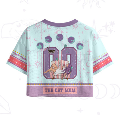 Purplehecate The Cat Mom Crop Sports Jersey