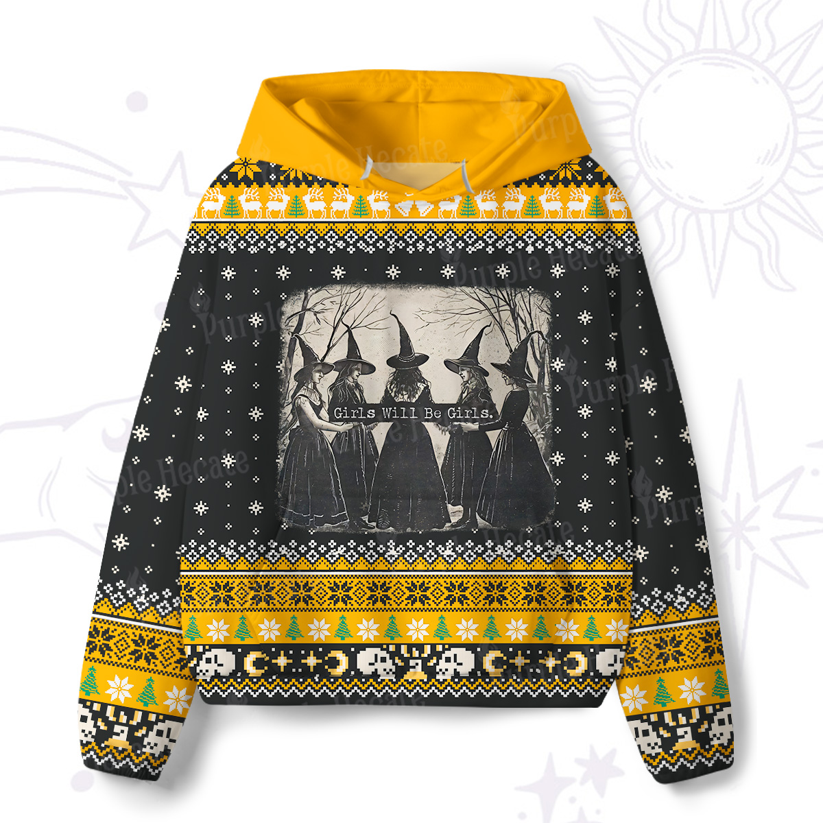 Purplehecate Girls Will Be Girls Witch All-Over Print Hoodie