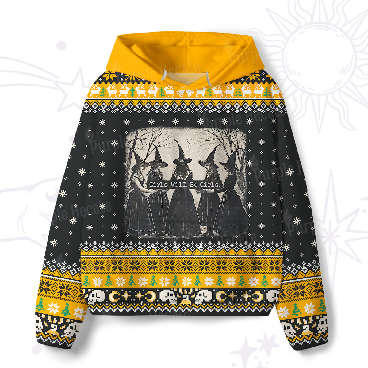 Purplehecate Girls Will Be Girls Witch All-Over Print Hoodie