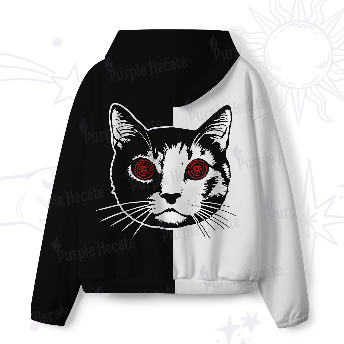Purplehecate Hypnotic Cat All-Over Print Hoodie