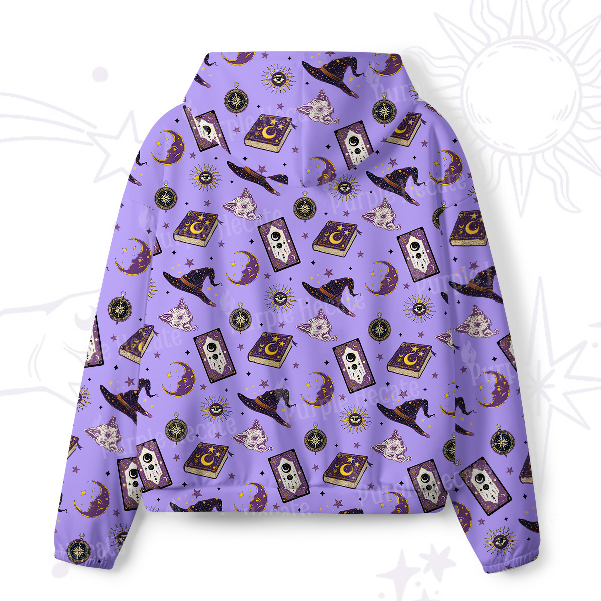 Purplehecate Midnight Witch Tarot All-Over Print Hoodie