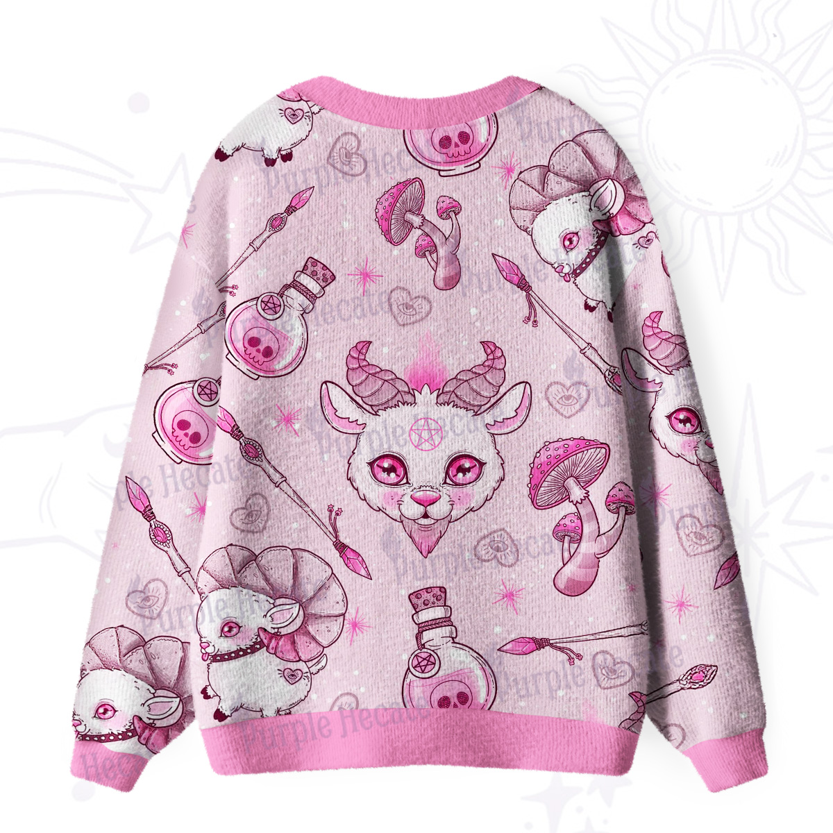 Purplehecate Pastel Occult Goat Ugly Cardigan Sweaters