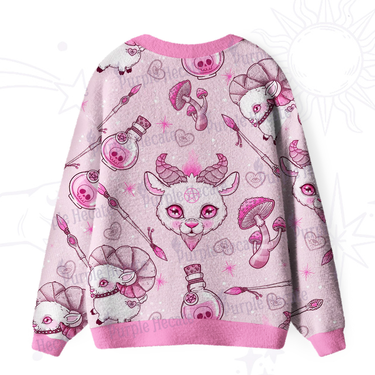 Purplehecate Pastel Occult Goat Ugly Cardigan Sweaters