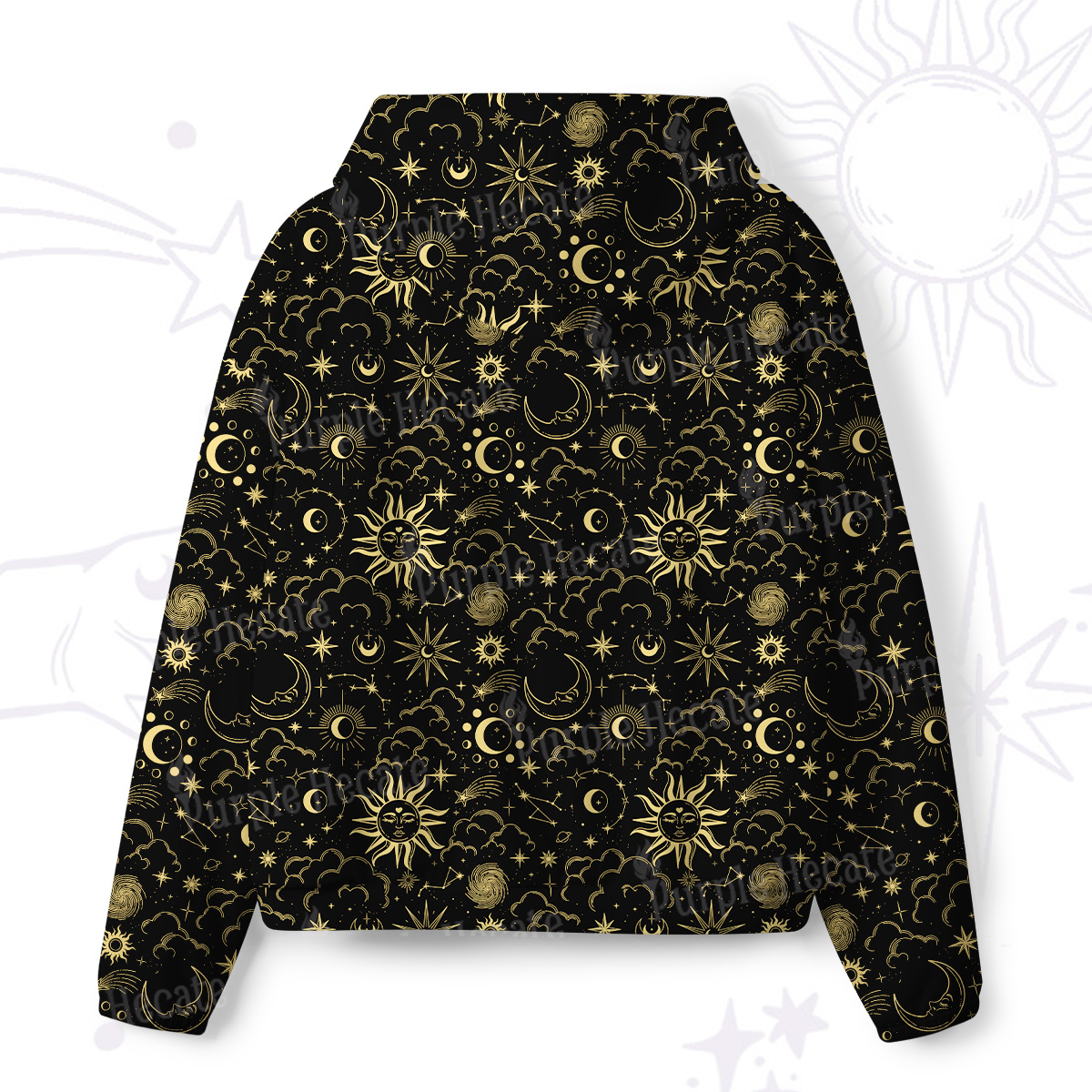 Purplehecate Mysterious Star & Moon All-Over Print Hoodie