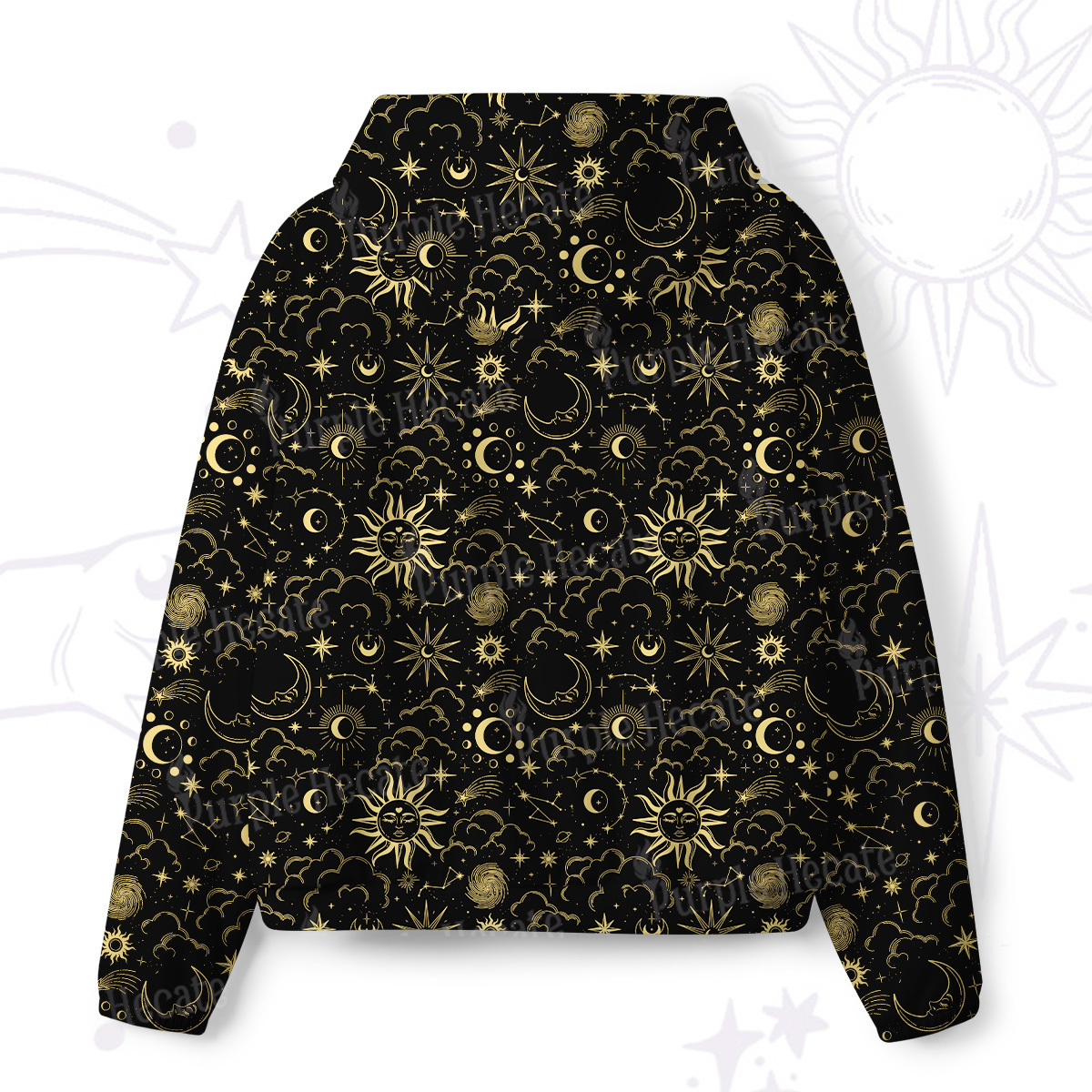Purplehecate Mysterious Star & Moon All-Over Print Hoodie