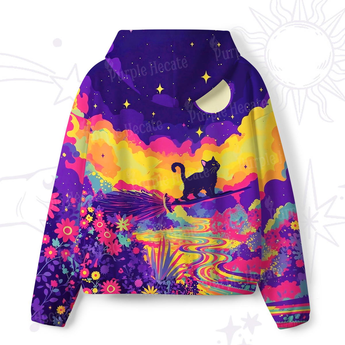 Purplehecate Midnight Cosmic Cat Fantas All-Over Print Hoodie