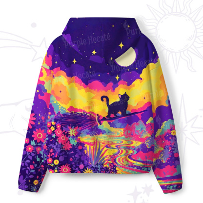 Purplehecate Midnight Cosmic Cat Fantas All-Over Print Hoodie