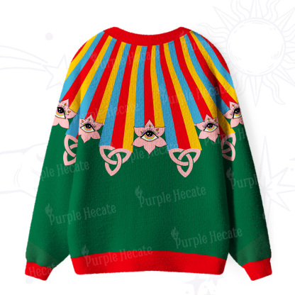 Purplehecate Rainbow Aura Lotus Eye Ugly Cardigan Sweaters