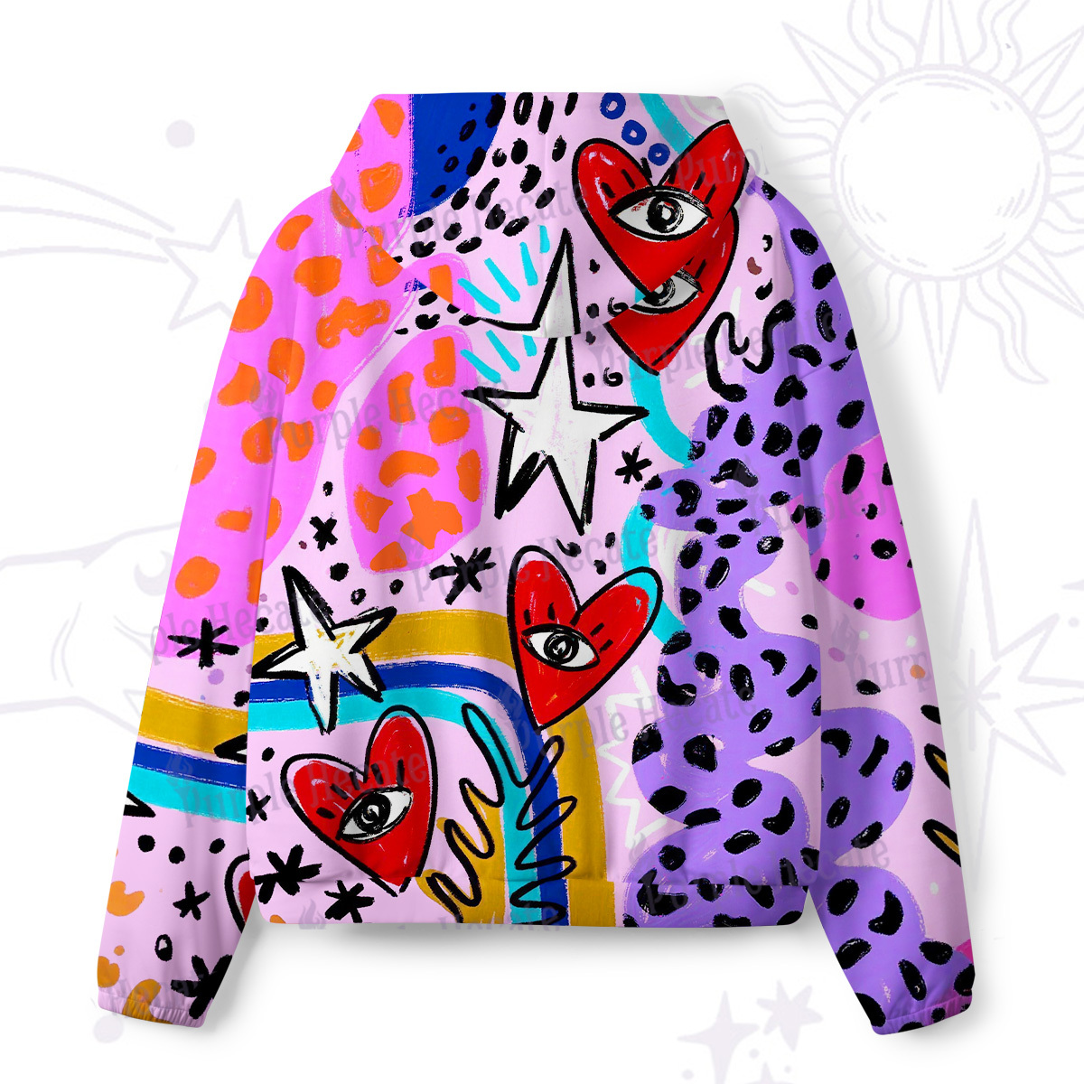Purplehecate Cosmic Love Eyes Graffiti All-Over Print Hoodie