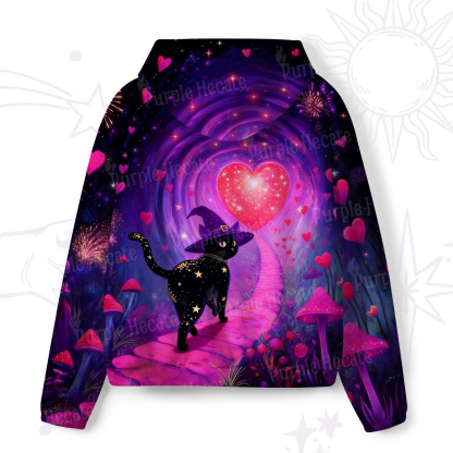 Purplehecate Starry Witch Cat and Love All-Over Print Hoodie