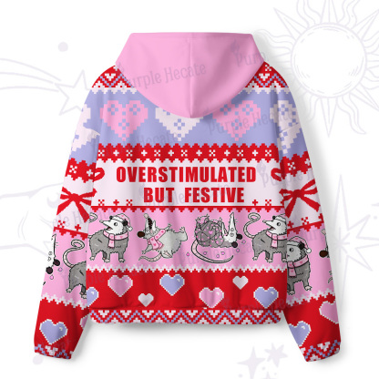 Purplehecate Overstimulated But Festive Possum Valentine All-Over Print Hoodie