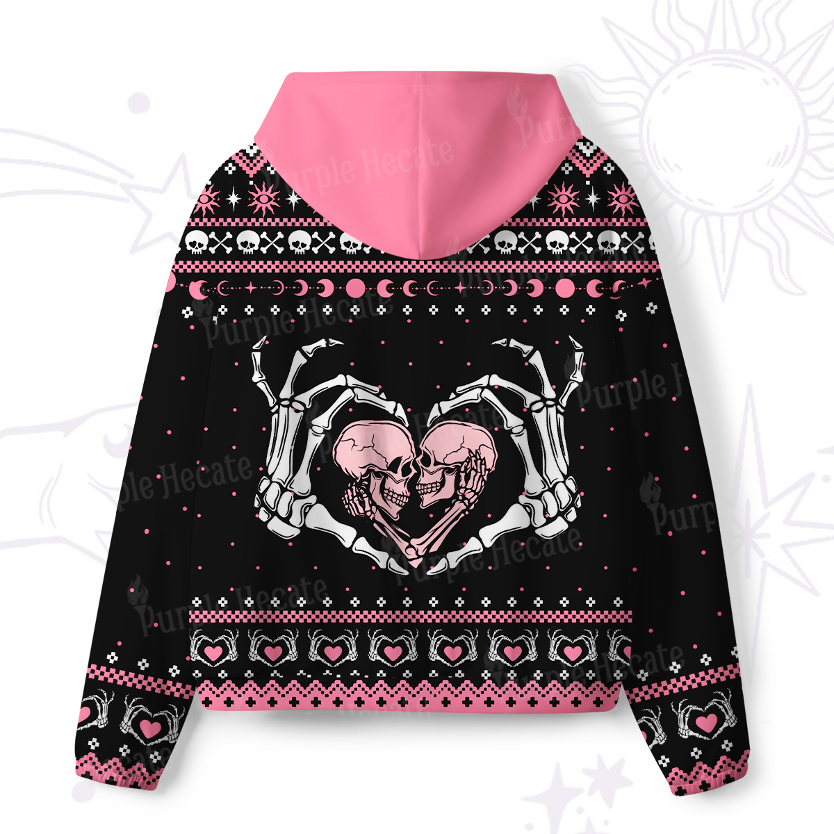 Purplehecate Sweet Gothic Skeleton Heart All-Over Print Hoodie