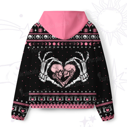 Purplehecate Sweet Gothic Skeleton Heart All-Over Print Hoodie