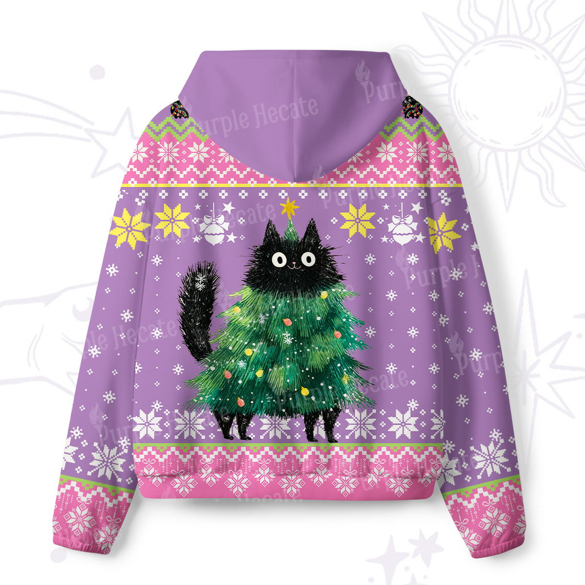 Purplehecate Funny Black Cat in Tree All-Over Print Hoodie
