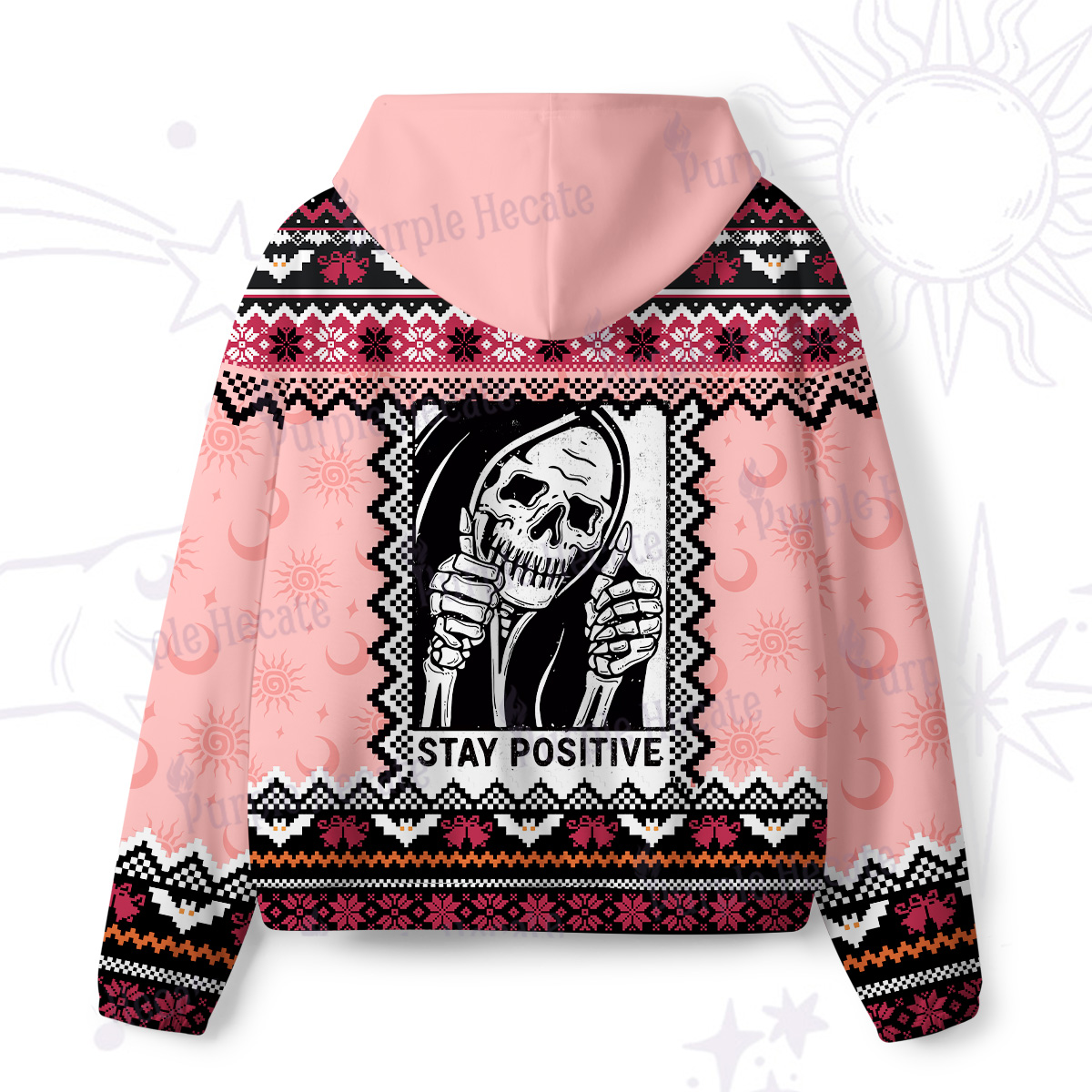 Purplehecate Stay Positive All-Over Print Hoodie