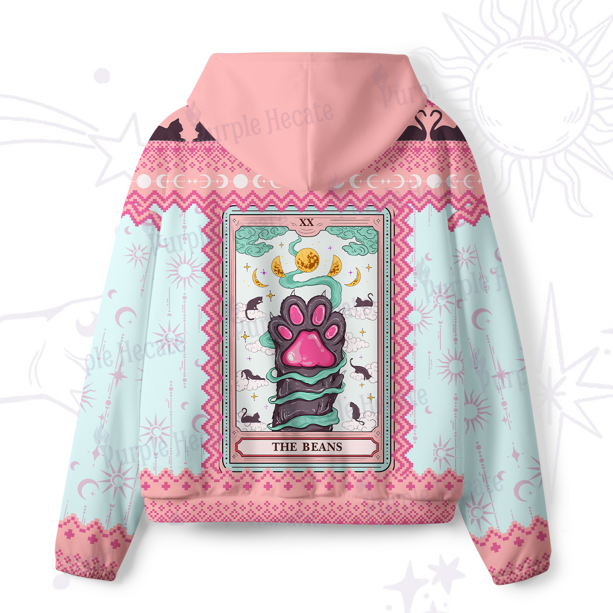 Purplehecate The Beans Cat Tarot All-Over Print Hoodie