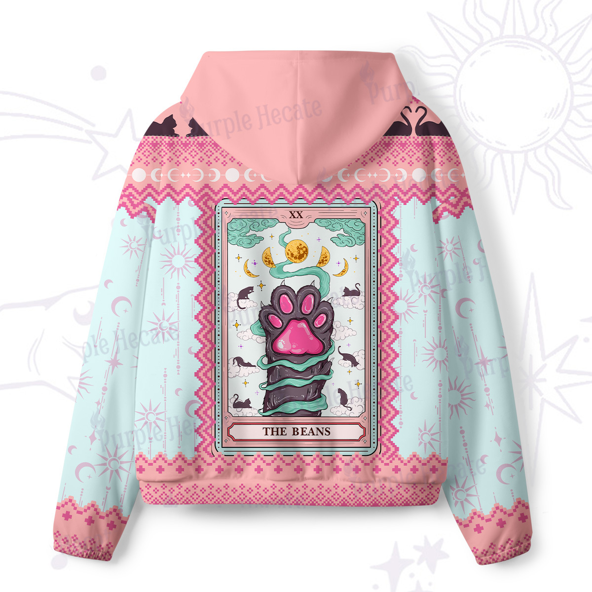 Purplehecate The Beans Cat Tarot All-Over Print Hoodie