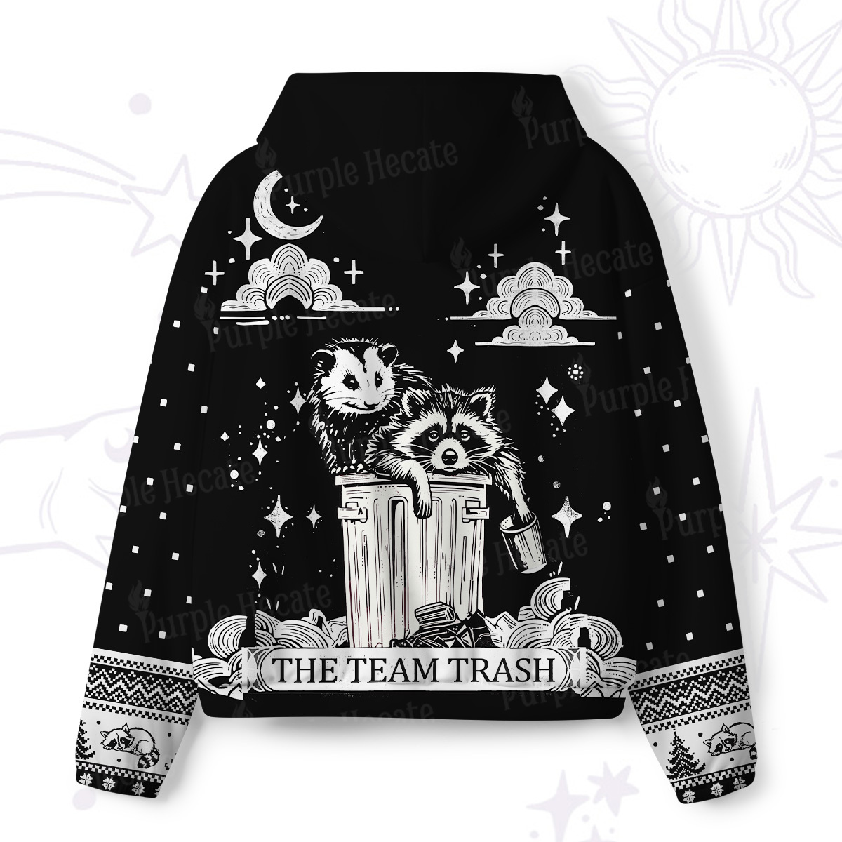 Purplehecate The Team Trash Raccoon & Possum All-Over Print Hoodie