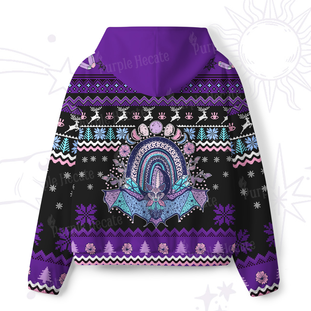 Purplehecate Moon Phase Bat All-Over Print Hoodie