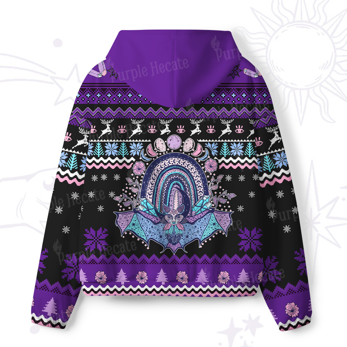 Purplehecate Moon Phase Bat All-Over Print Hoodie