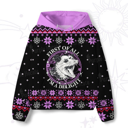 Purplehecate First Of All I'm A Delightful Opossum All-Over Print Hoodie
