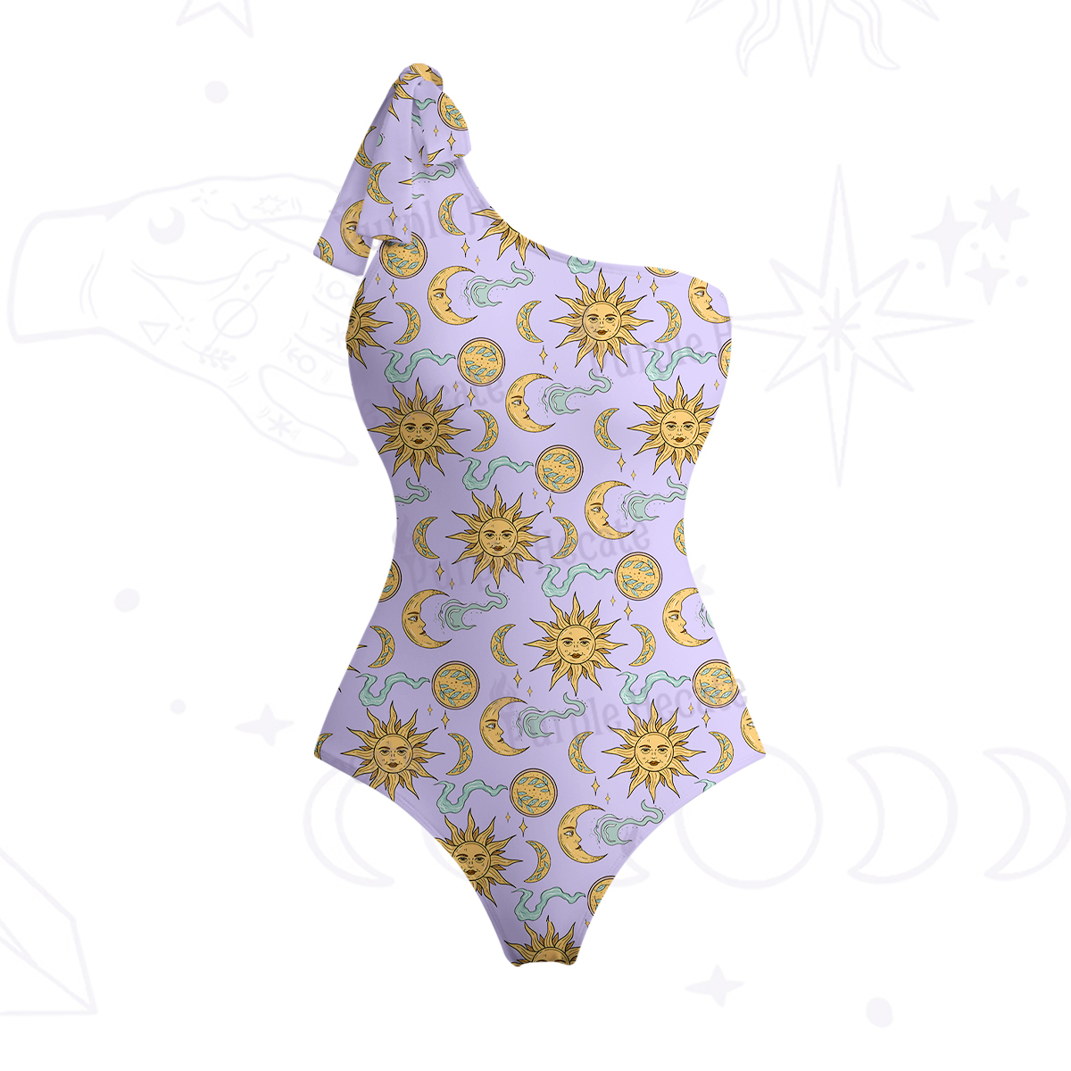 Purplehecate Magic of Sun and Moon One-Shoulder One-Piece Swimsuit