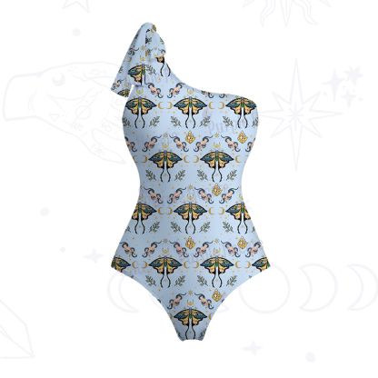 Purplehecate Mystical Moth One-Shoulder One-Piece Swimsuit