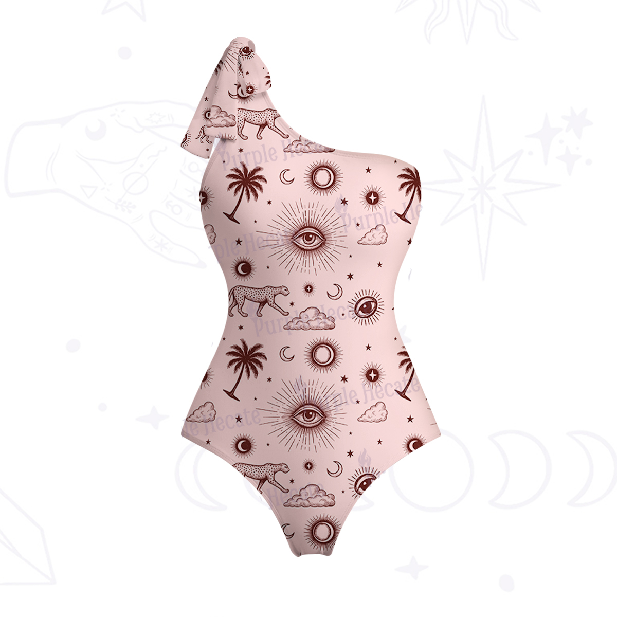 Purplehecate Eye of the Universe One-Shoulder One-Piece Swimsuit