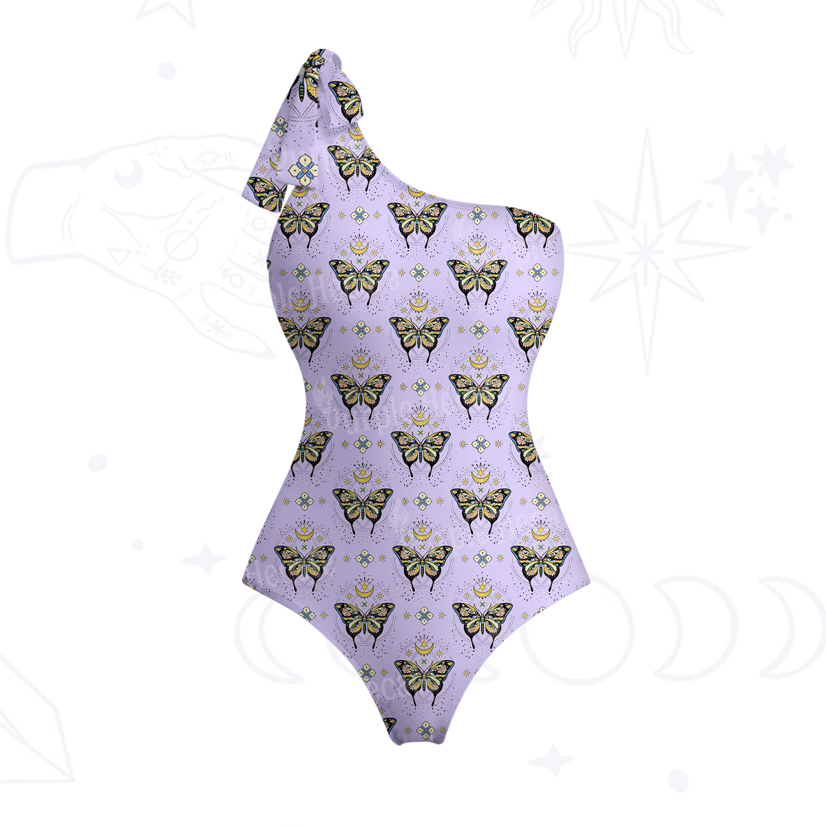 Purplehecate I Am Opening One-Shoulder One-Piece Swimsuit