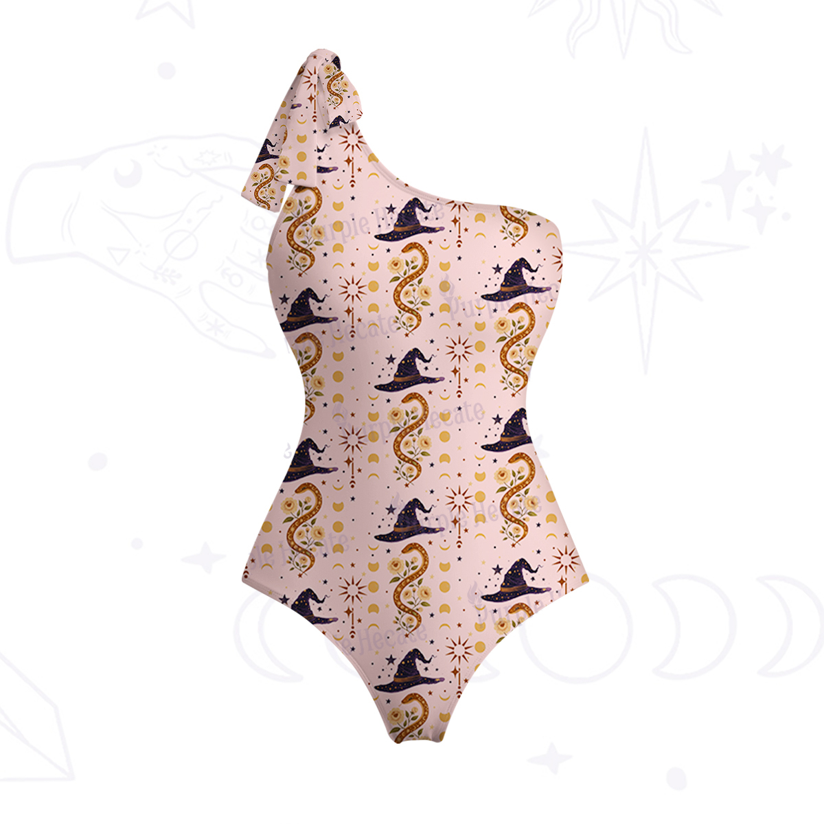 Purplehecate Witch's Enchantment One-Shoulder One-Piece Swimsuit