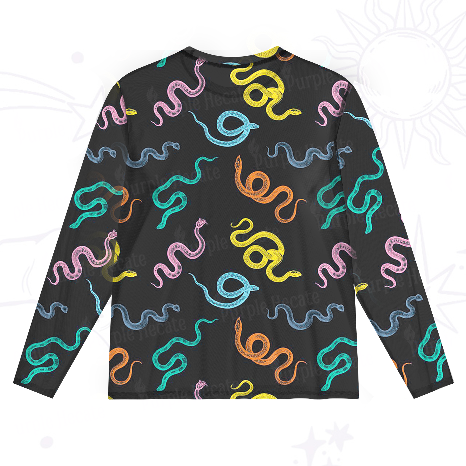 Purplehecate Colorful Trippy Snake Mesh Long Sleeve Top