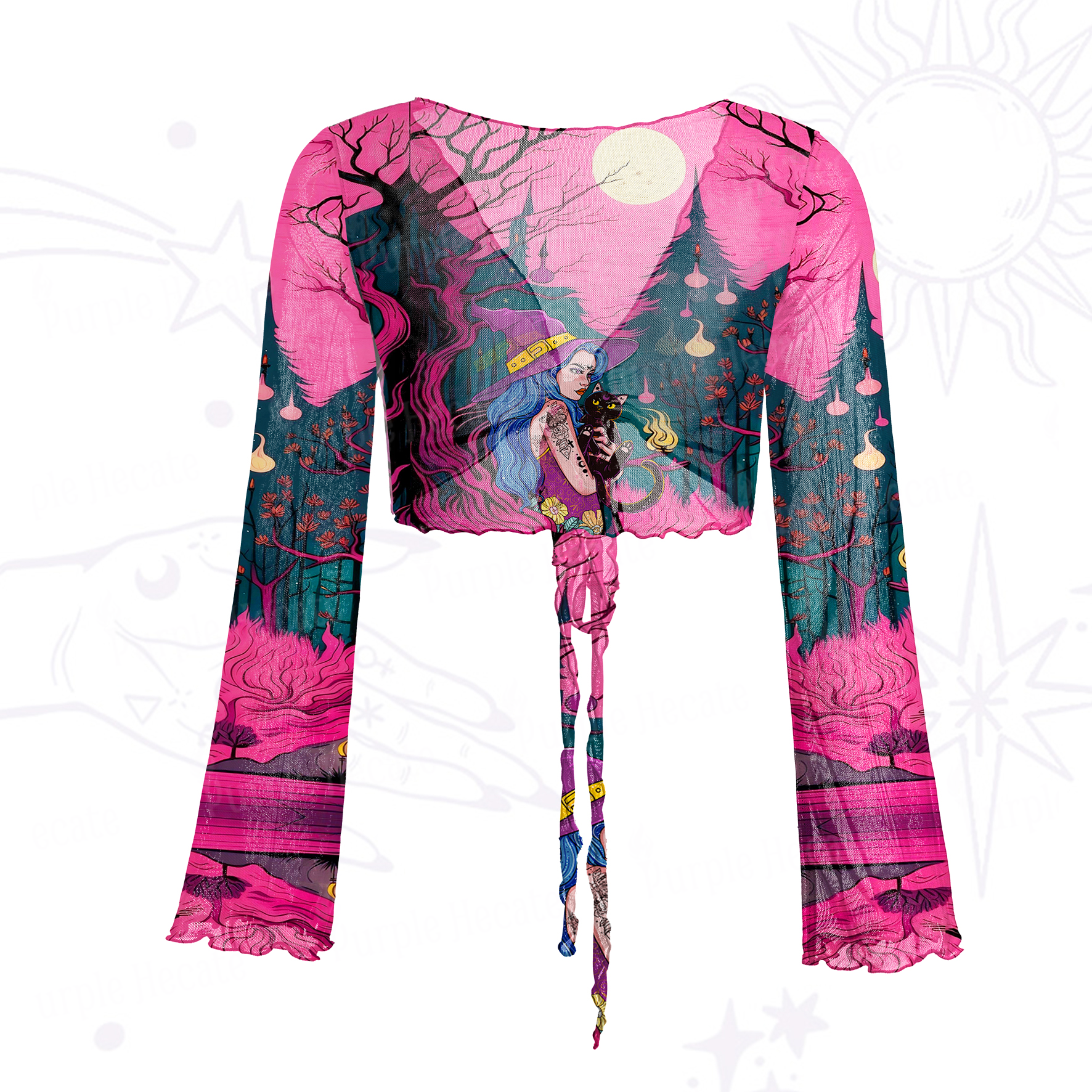Purplehecate The Witch and Her Familia Mesh Tie Front Top